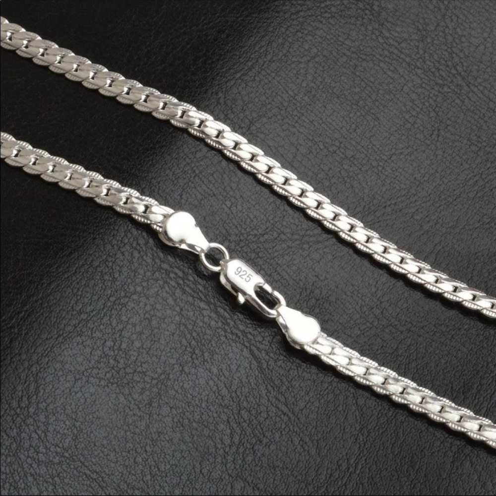 6MM Full Sideways Silver Necklace Silver Plated - Picture 7 of 8